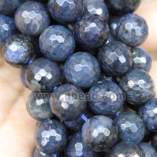 Natural Blue Dumortierite Jasper Beads Faceted Round