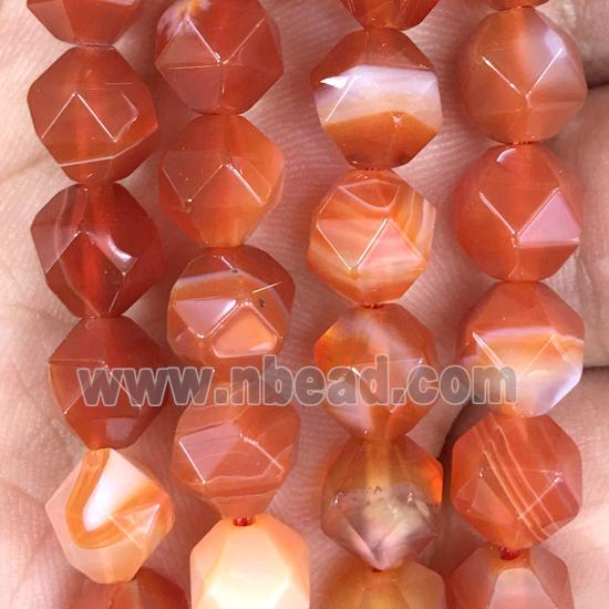 red striped Agate beads, faceted round