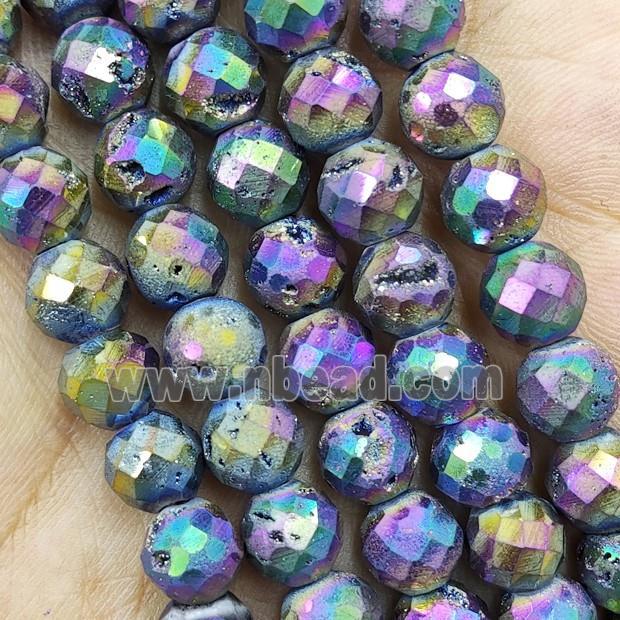 rainbow Agate Druzy beads, faceted round