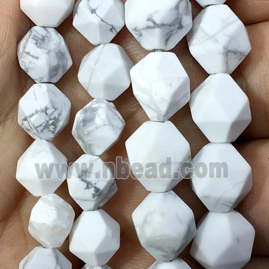 matte White Howlite Turquoise beads, faceted round