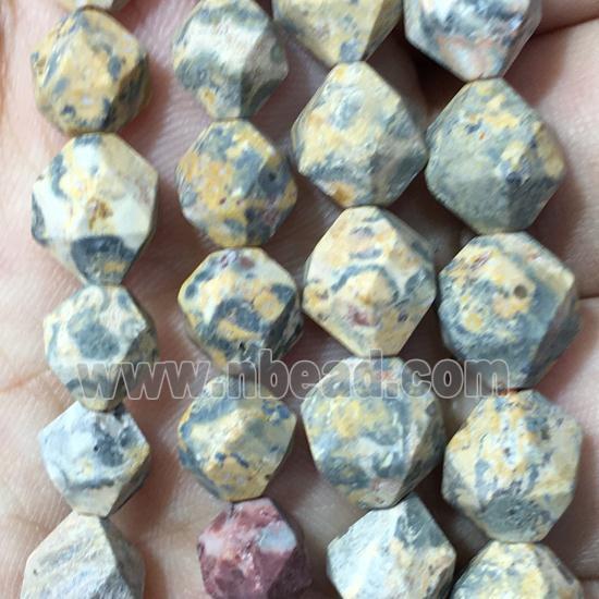 matte LeopardSkin Jasper beads, faceted round