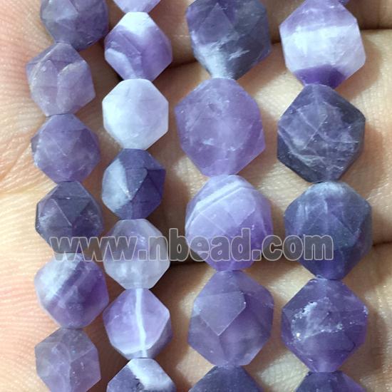 matte purple Dogtooth Amethyst beads, faceted round