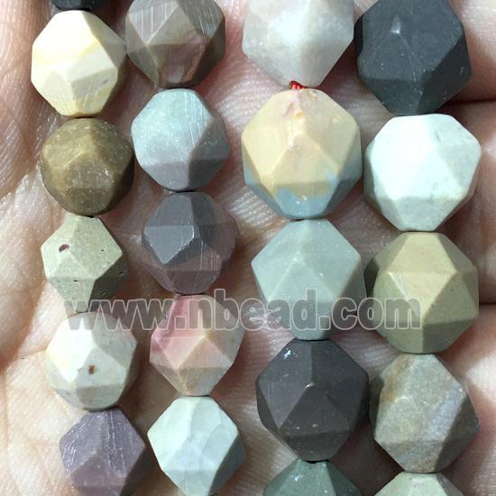 matte multi-color Agate beads, faceted round