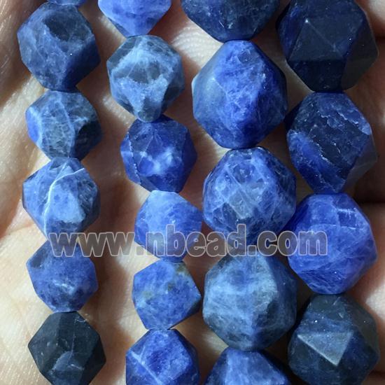 matte blue Sodalite beads, cutted round