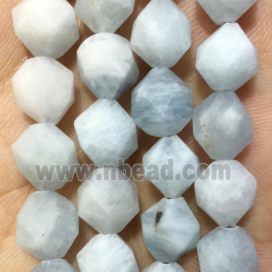 matte blue Aquamarine beads, faceted round