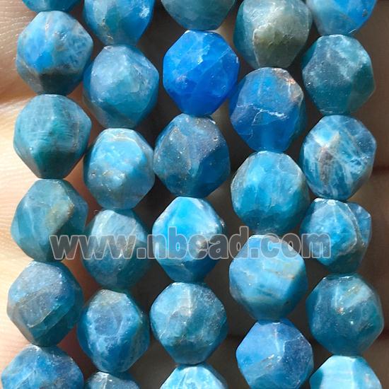 matte blue Apatite beads, cutted round