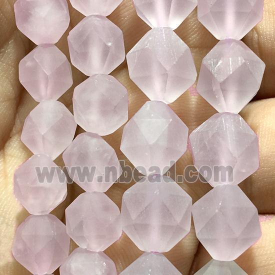 matte pink Rose Quartz beads, faceted round