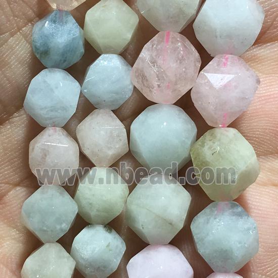 multi-color Morganite beads, faceted round