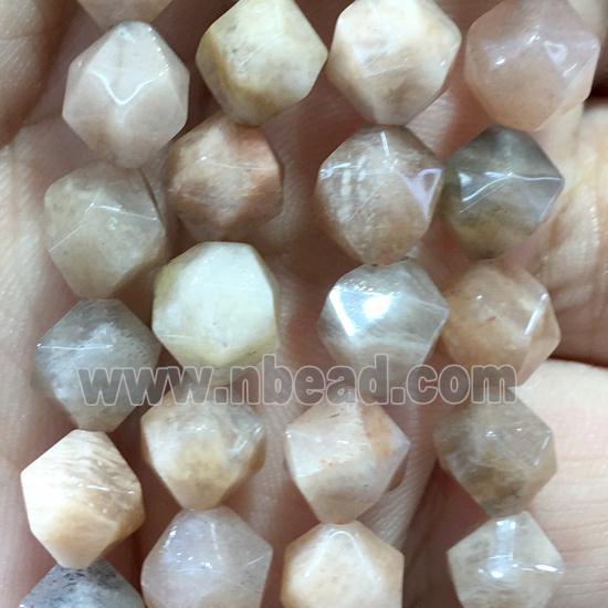 peach Moonstone beads, faceted round