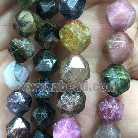 multi-color Tourmaline beads, faceted round