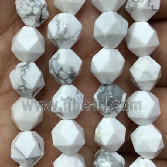 white Howlite Turquoise Beads, faceted round