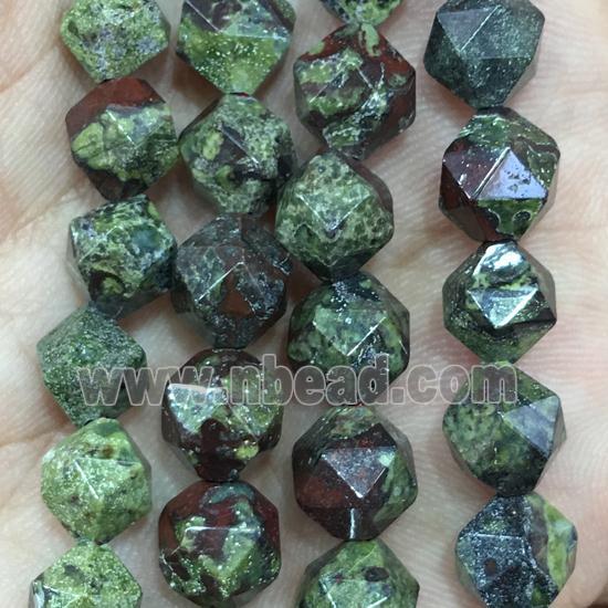 green DragonBlood Jasper beads, faceted round
