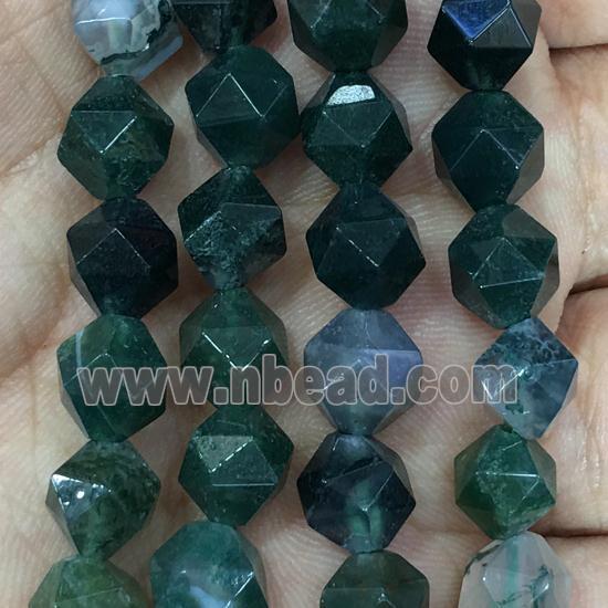 Moss Agate Beads, faceted rounnd