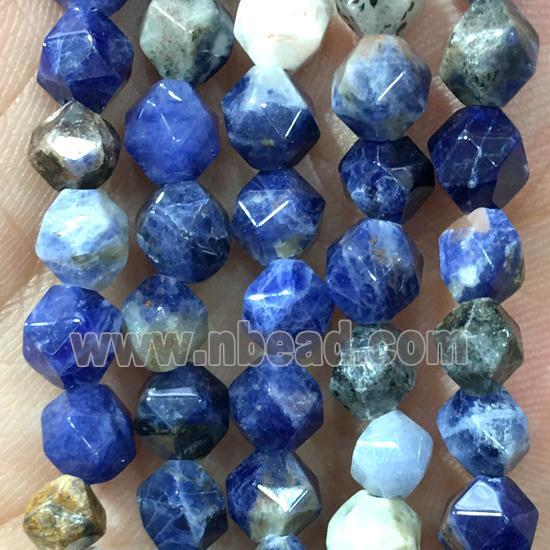 blue Sodalite Beads, faceted round