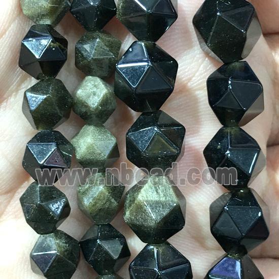 Obsidian Beads, cutted round
