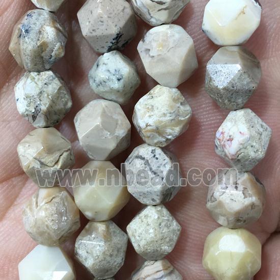 African Opal Jasper beads, faceted round