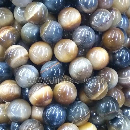 blue-yellow Tiger eye stone beads, light electroplated