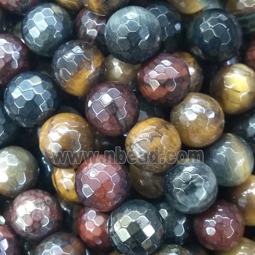 multicolor Tiger eye stone beads, light electroplated