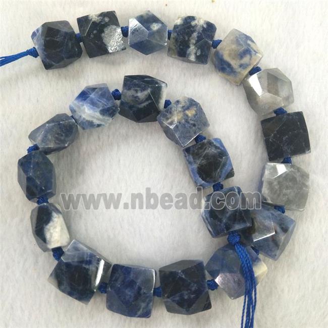 blue Sodalite beads, faceted square