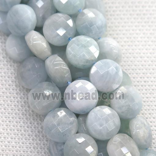 Aquamarine beads, faceted circle