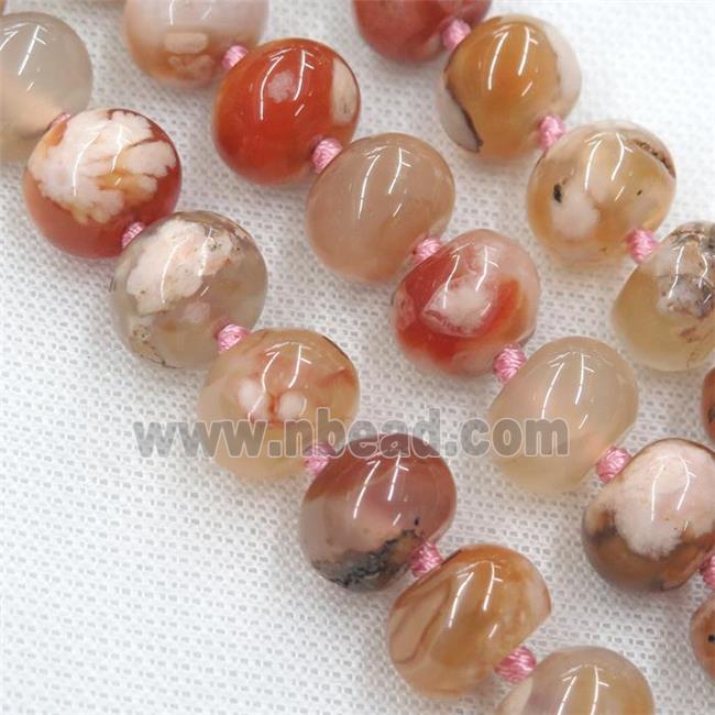 peach Cherry blossom Agate beads, rondelle