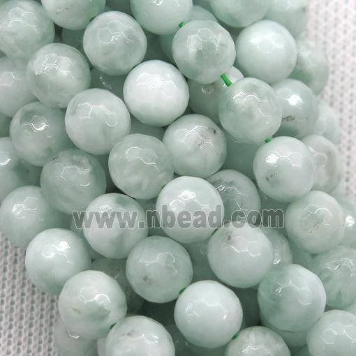 Natural Green Snowflake Angelite Beads Faceted Round
