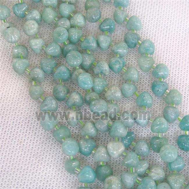 green Russian Amazonite beads, top-drilled