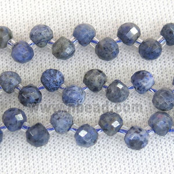 blue Dumortierite Jasper Beads, faceted teardrop, top-drilled