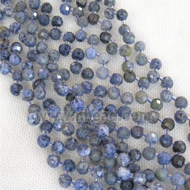 blue Dumortierite Jasper Beads, faceted teardrop, top-drilled