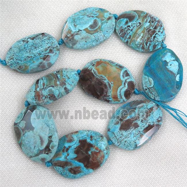 blue Ocean Jasper slab beads, faceted freeform