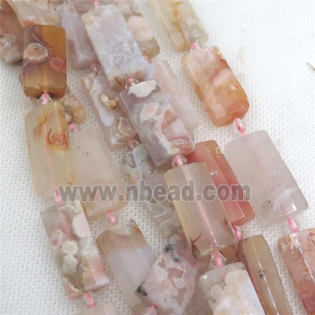 cherry blossom Agate beads, faceted rectangle