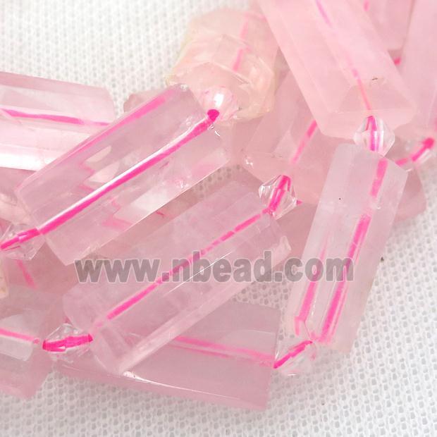 Rose Quartz Beads, faceted rectangle