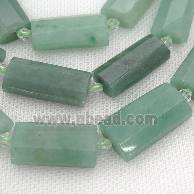 green Aventurine Beads, faceted rectangle
