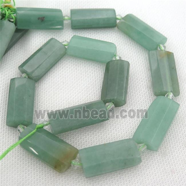 green Aventurine Beads, faceted rectangle