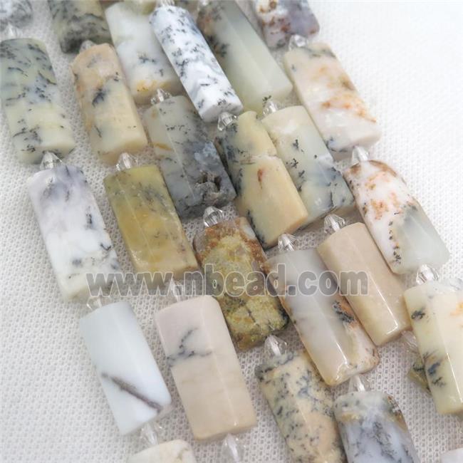 white Moss Opal Jasper Beads, faceted rectangle