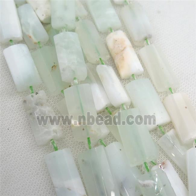 green Opal Stone Beads, faceted rectangle