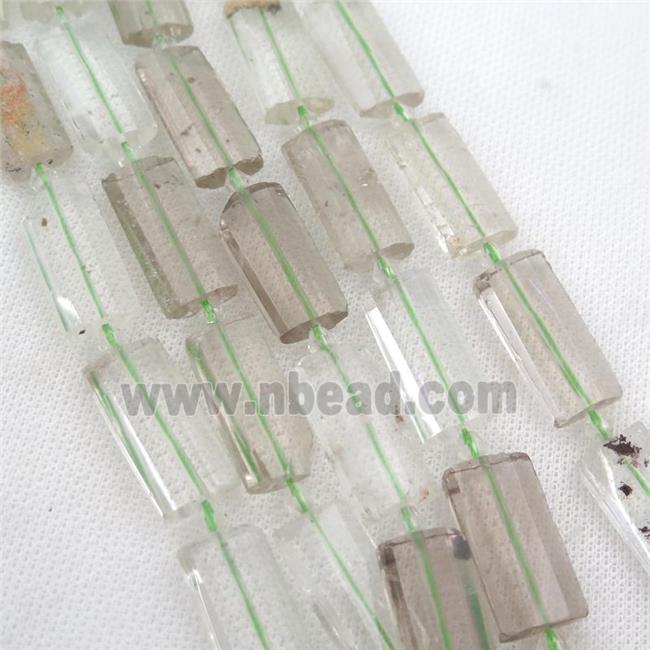 natural green Quartz Beads, faceted rectangle
