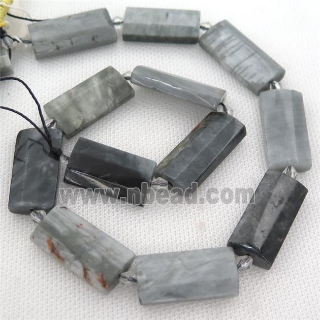 gray Hawkeye Stone Beads, faceted rectangle
