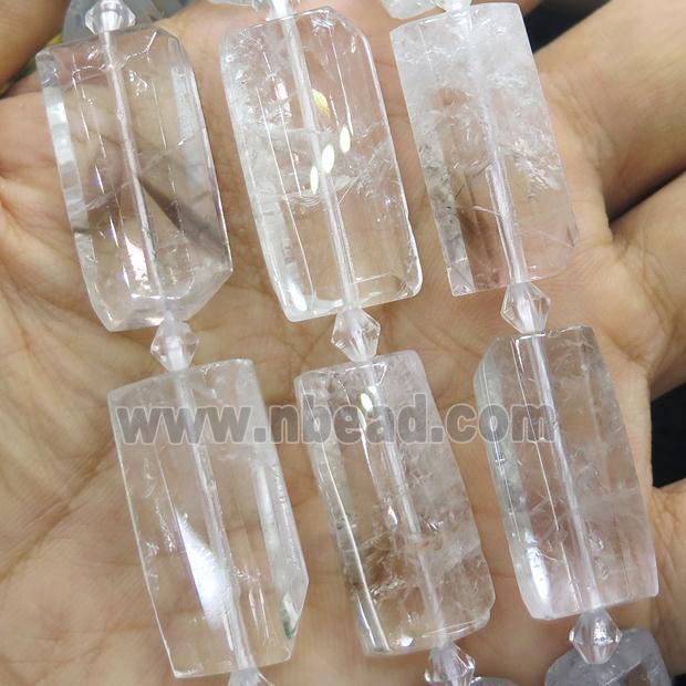 Clear Lodalite Beads, faceted rectangle
