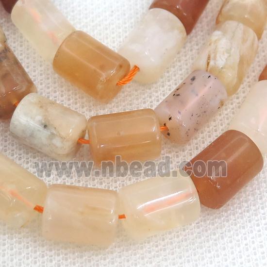 orange Opal Beads, faceted Cylinder