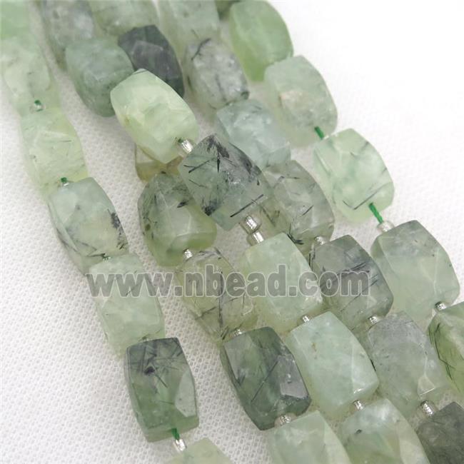 green Prehnite Beads, faceted Cuboid