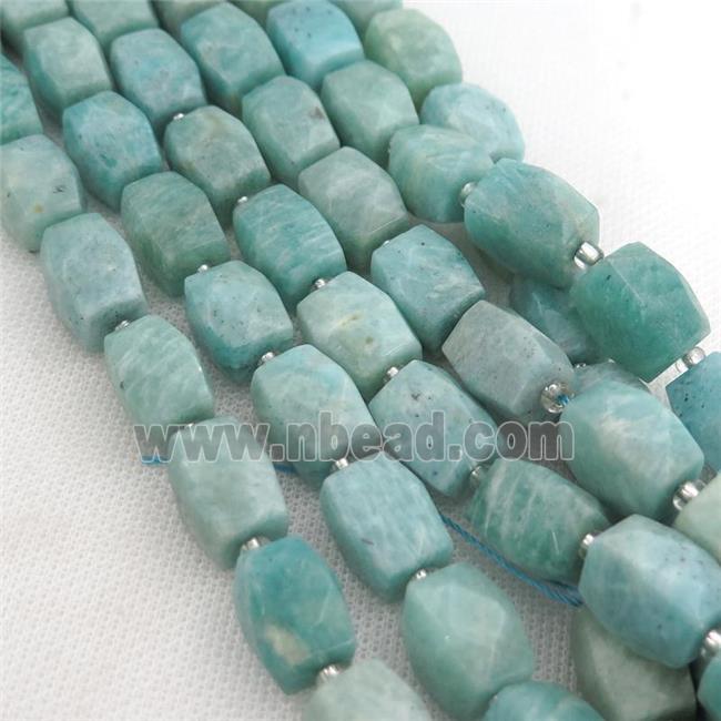 green Amazonite Beads, faceted Cuboid