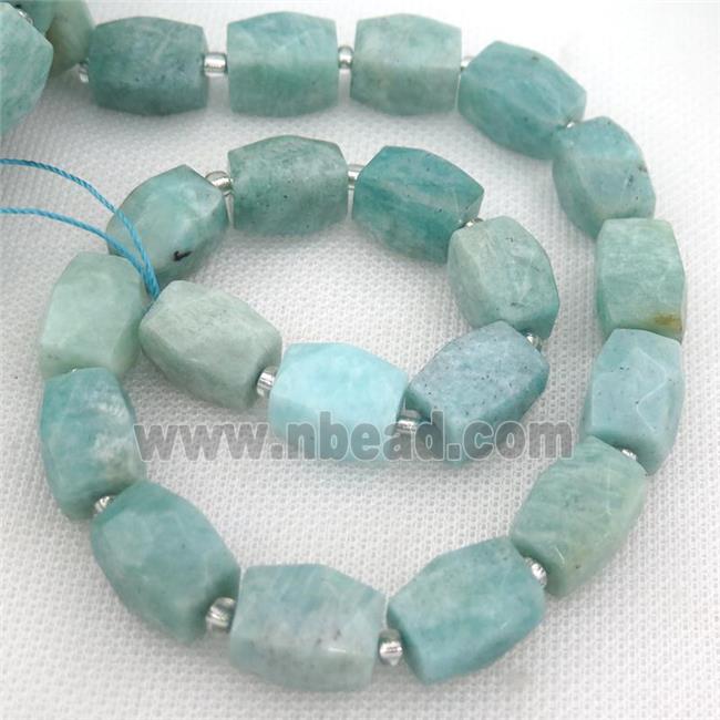 green Amazonite Beads, faceted Cuboid