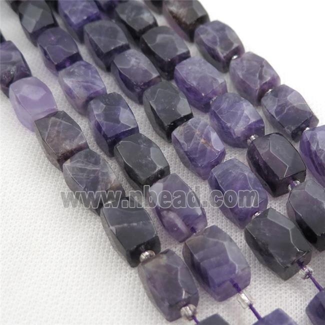 purple Amethyst Beads, faceted Cuboid
