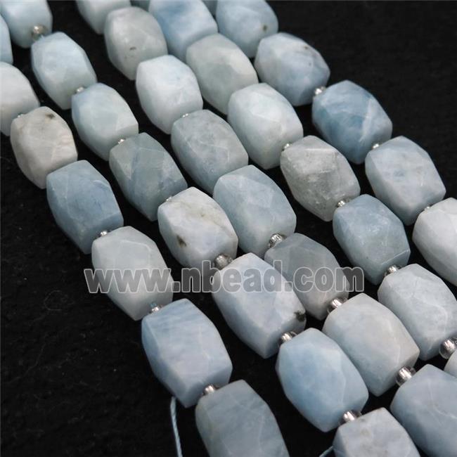blue Aquamarine Beads, faceted Cuboid