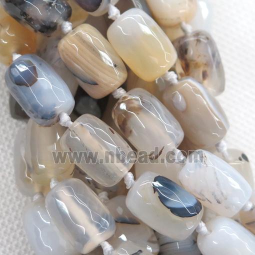 Heihua Agate Beads, faceted barrel