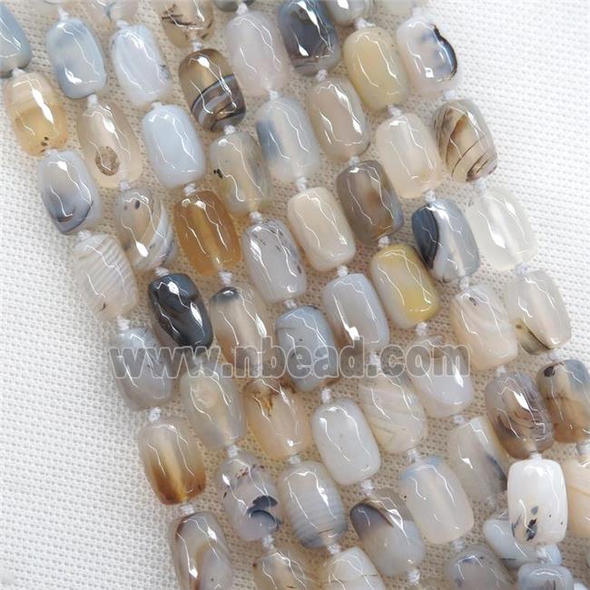 Heihua Agate Beads, faceted barrel