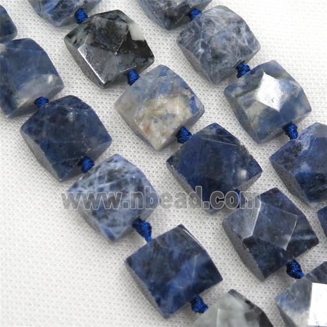 blue Sodalite beads, faceted square