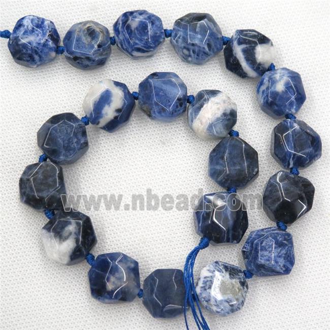 blue Sodalite beads, faceted freeform