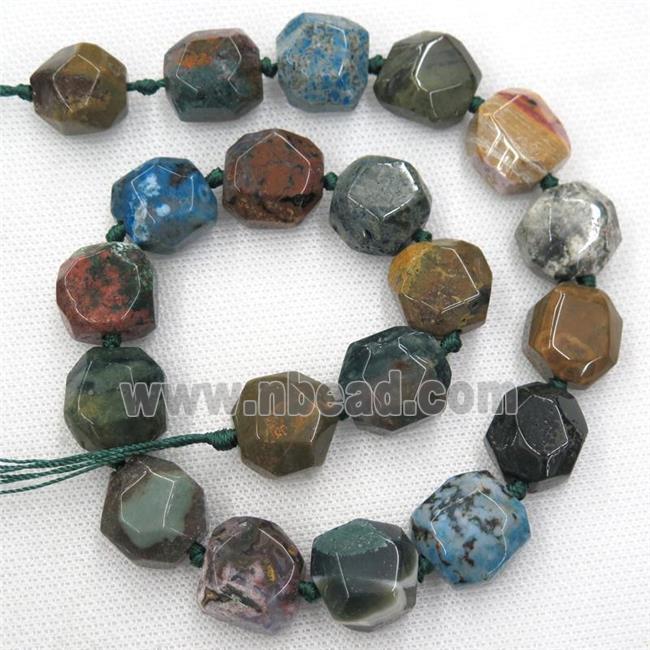 Ocean Agate beads, faceted freeform, multicolor